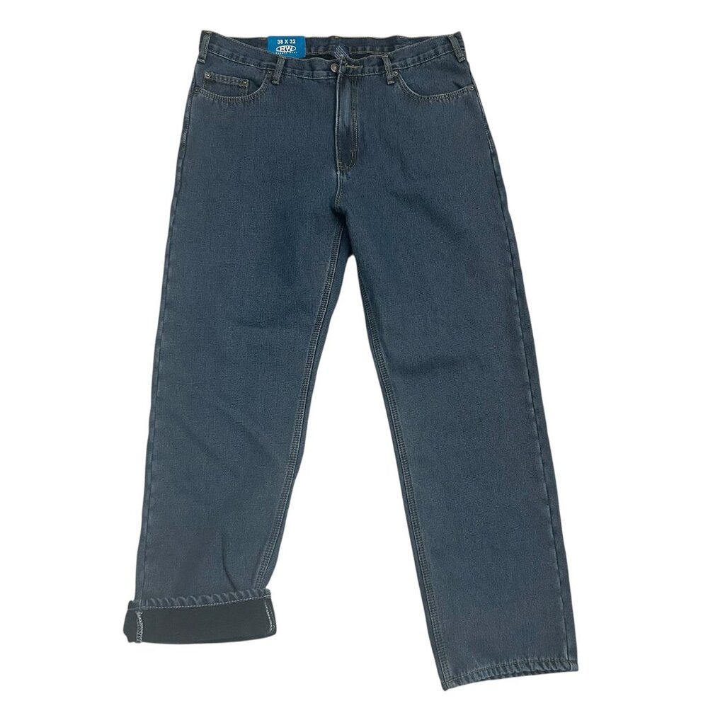 RW- Rugged Wear Men's Size 38x32 W38 L32 Fleece Lined Denim Pants Blue NWT